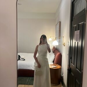 Sabo Skirt White Asymmetrical Set